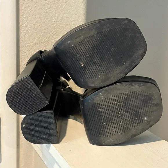 Dream Pair Ankle Strap High Chunky Block Heel Platform Pump Shoes Size 8.5 Black - Picture 8 of 12